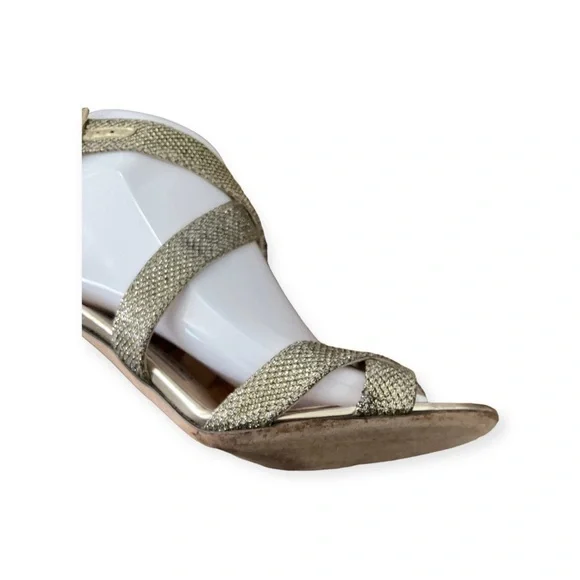 Women’s Jimmy Choo “Lottie” glitter cross cross strap heels, size 38 (7.5 in US)